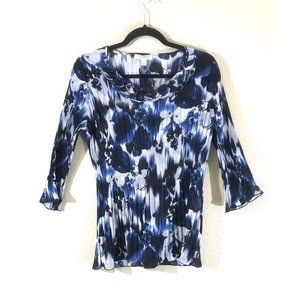 Dress Barn Navy/White Floral Top Size S
